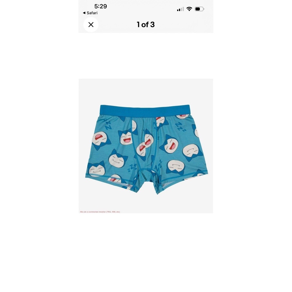 Bioworld‎ Men's Pokemon Snorlax Boxer Briefs Large 36"-38" Blue